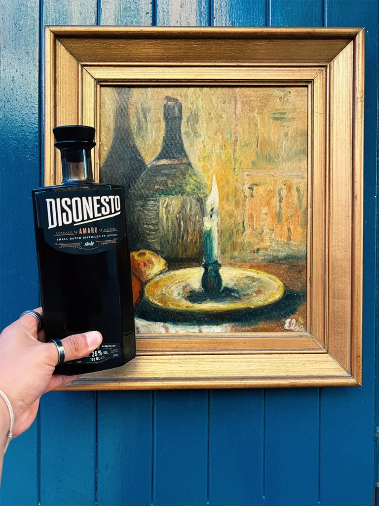 Bottiglia amaro artigianale Disonesto